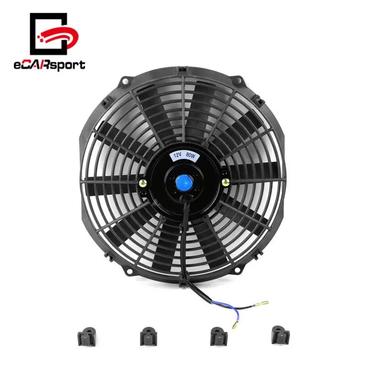 ECARsport 12 ''12V siyah araba elektrikli ince itme/çekme motoru defne soğutma/radyatör fanı + montaj kiti