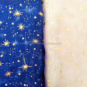 <span class=keywords><strong>Tissu</strong></span> imprimé <span class=keywords><strong>organza</strong></span> feuille d'or pour noël - Product Image 3