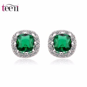 Teemi Cubic Zirconia Jewelry Cuatro opciones de color lindo Plaza Piedra Publicar Stud Pendientes de Corea del estilo de la moda - Product Image 1