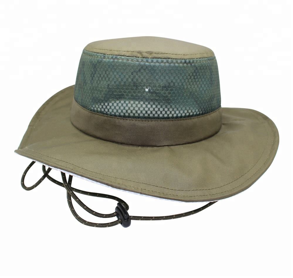 Custom Men Sun Hat Mesh Hollow Out Circle Loop Design Fishing Hiking Garden  Beach UV Protection Hat Bucket Hats