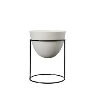 Mid-Century Modern Ceramic Indoor OutdoorアンティークPlant Stand Flower PotとIron Stand Design