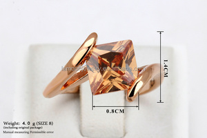 Rose <strong>Gold</strong> Plated Square Citrine <strong>Ring</strong> Twisted Split Shank Large Orange Crystal Statement <strong>Cocktail</strong> <strong>Ring</strong> Women Fashion Jewelry Gift - Product Image 3