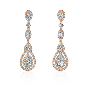 Rakol ep2114 sang trọng pha lê Cubic Zirconia CZ dài <span class=keywords><strong>dangle</strong></span> Bông tai lá tua Bông tai cưới cô dâu jewelrywomen cho phụ nữ - Product Image 2
