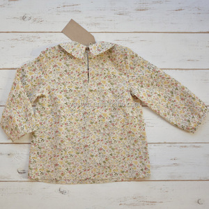 Blusa <span class=keywords><strong>de</strong></span> <span class=keywords><strong>manga</strong></span> <span class=keywords><strong>larga</strong></span> con cuello peter pan, tela floral 100% algodón <span class=keywords><strong>para</strong></span> niña - Product Image 2