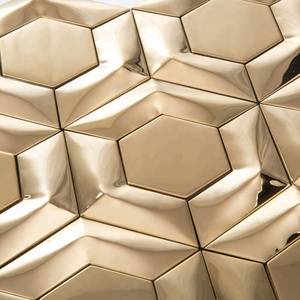 Tranh Khảm Kim Loại 3D Hình Lục Giác Vàng Kiểu Mới Phổ Biến Cho Tường Nhà Bếp - Product Image 2