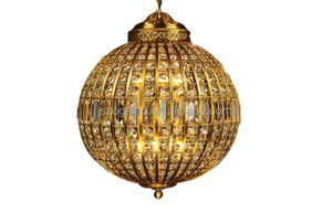 Vintage moderno bronce cobre araña bola redonda globo en forma de cristal colgante Luz - Product Image 2