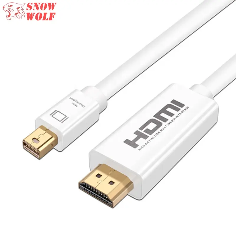 6ft/1.8m Thunderbolt to HDMI Male to Male Mini DisplayPort to HDMI HDTV Cable for Macbook, Surface Pro/Dock, Monitor, Projector