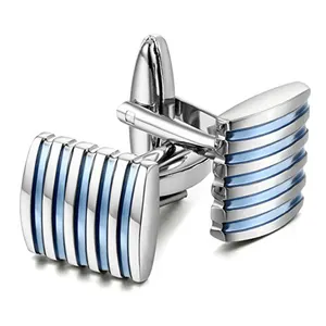Smokin kol düğmeleri tedarikçisi fabrika fiyat paslanmaz çelik çin erkek takı dikdörtgen Metal özel kol düğmesi gümüş manşet linkler erkekler
