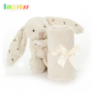 Conejo encantador del bebé fabricantes de juguetes China <span class=keywords><strong>Rosa</strong></span> conejito de peluche de juguete con manta - Product Image 3