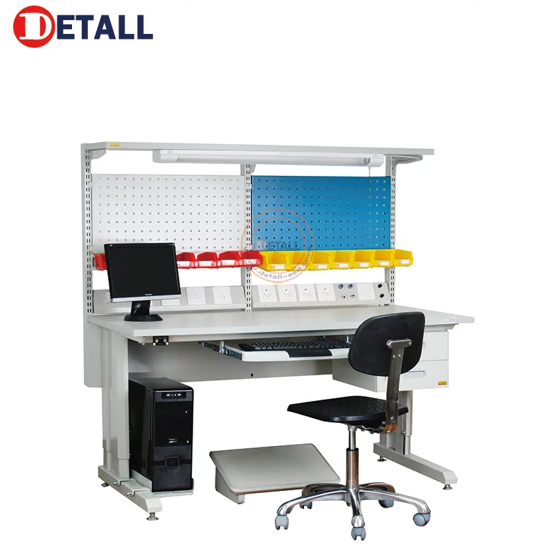 Detall Meja ESD Lab Listrik Standar dengan Komputer