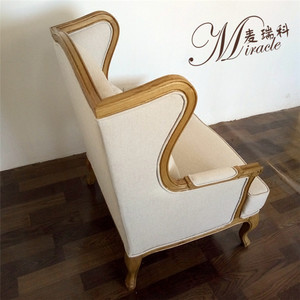 Miracle LC-006 Poltrona in Stile Country Francese in Legno di Quercia con Poggiapiedi - Product Image 4