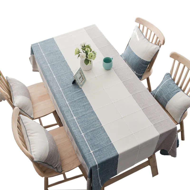 Mode couture à carreaux couleur nappe tissu coton et lin simple salle à manger nappe table basse en tissu