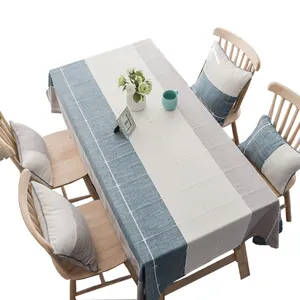 Fashion plaid stitching color tablecloth fabric cotton and linen simple home dining tablecloth coffee table cloth