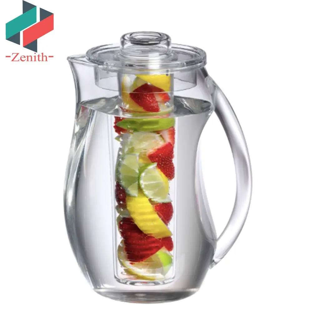 ZNK00016 2.9 Quart Crystal Clear Acrylic Natural Fruit Infusion Flavor Water Pitcher with Lid and Spout