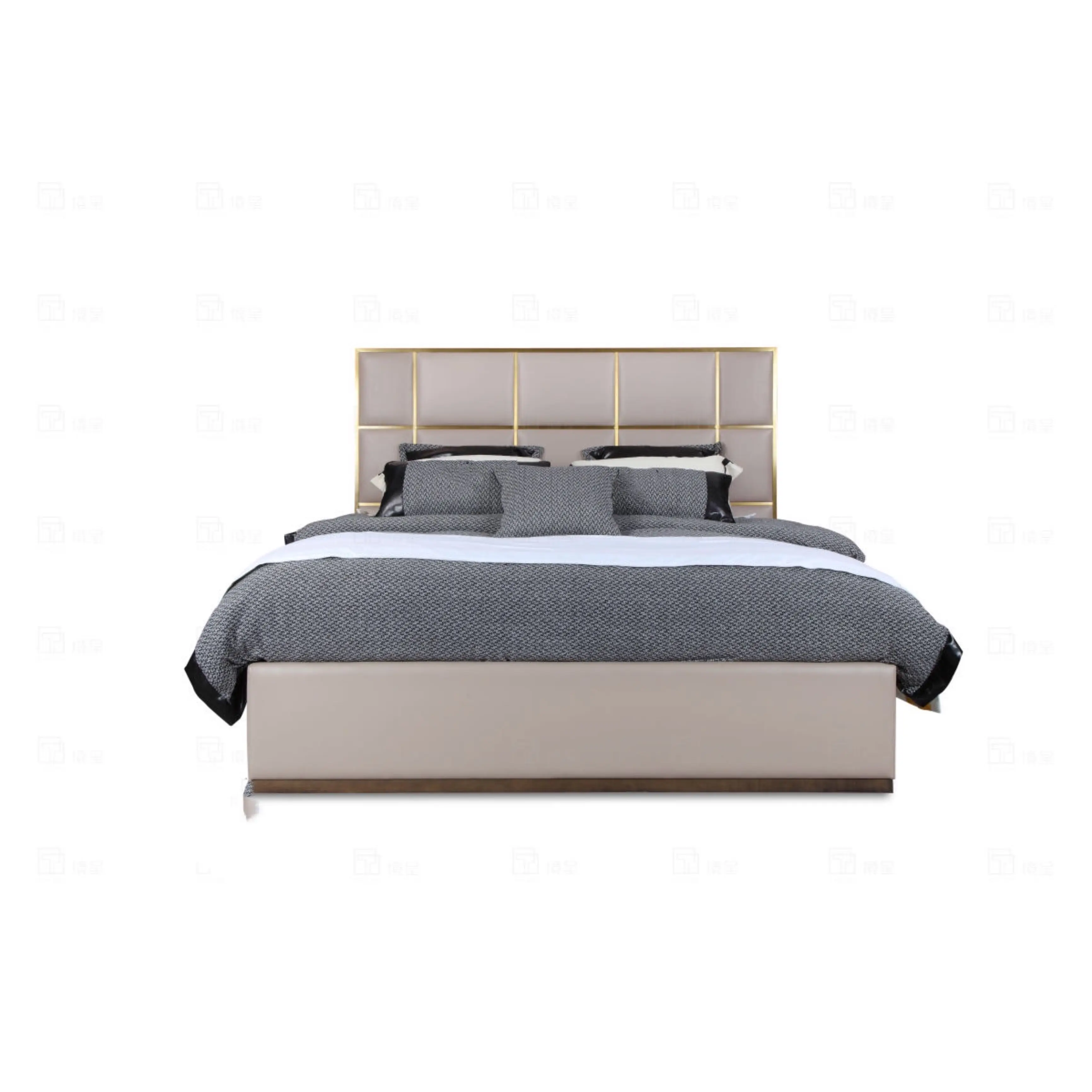 Desain Baru 2021 Tempat Tidur Kamar Tidur Ukuran Double King Tempat Tidur Furnitur Modern Mewah Serat Mikro Kulit
