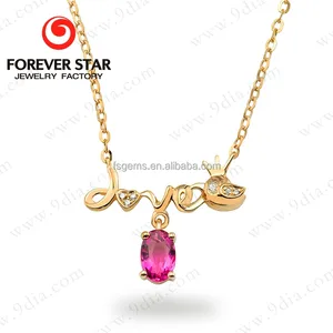 2015 Alibaba Express Hot Sale Ruby 14K Gold PutあなたName On A Gold Chain Necklace