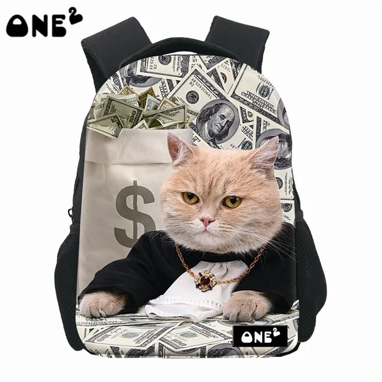 ONE2 capretti di Disegno di nylon sacchetto di scuola del bambino per i bambini con il gatto