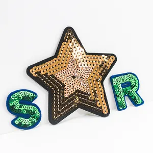 Custom Star Shaped Bead Flat Piece Sequin Embroidery Patch Label 3D Cloth Patch