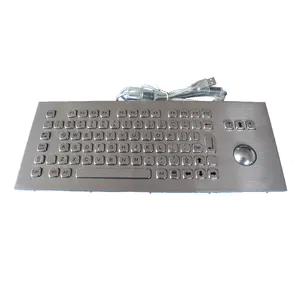 不锈钢金属键盘，带跟踪球用于工业和售货亭