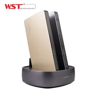 WST चीन के शीर्ष दस बिकने वाले उत्पाद पब्लिक शेयरिंग ऑफिस मोबाइल 8000mah मेटल पावर बैंक बेस के साथ