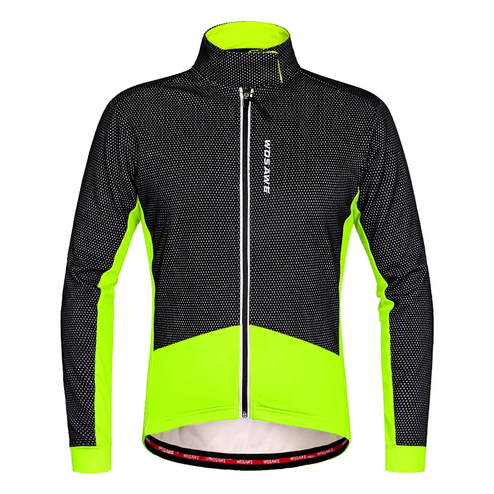 WOSAWE Thermal Cycling Jacket Winter Warm Up Bicycle Clothing Windproof Soft shell Coat MTB Reflective Cycling Jackets