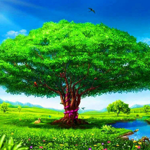 Árbol verde grande completo taladro diamante pintura de la lona sin marco - Product Image 1