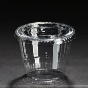חד פעמי יוגורט פלסטיק גלידת כוס מותאם אישית עיצוב ברור פלסטיק יוגורט כוס עם כיסוי