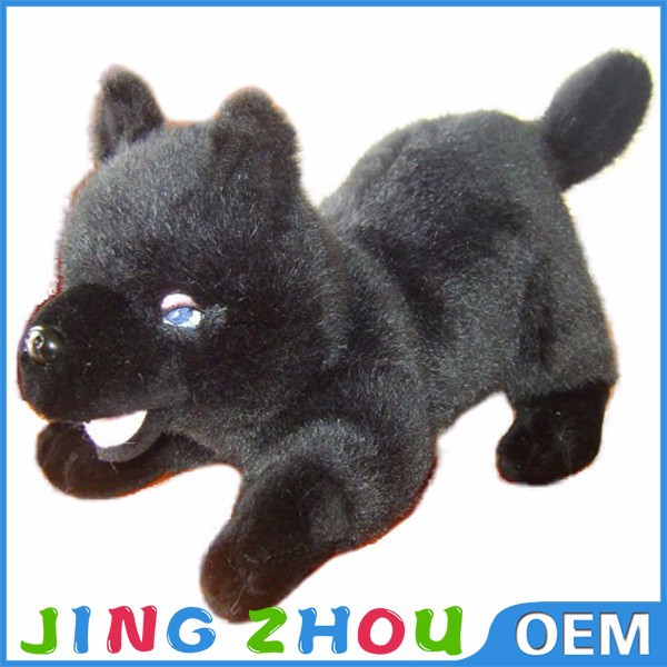 新しい怖い製品黒オオカミぬいぐるみ、豪華なオオカミのおもちゃ、豪華