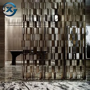 Tall room divider interior wall panel stainless steel screen bronze or brass decorative laser cut screens