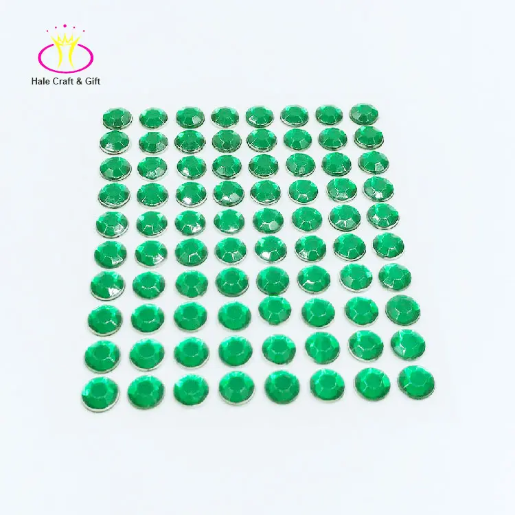 Crazy Selling Adhesive Bling Peel Off Green Acrylic Crystals Beads Rhinestone Sticker Sheets