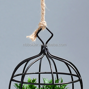 Commercio all'ingrosso interni esterni giardino appeso filo di metallo birdcage pianta fiore pentola titolare con la <span class=keywords><strong>corda</strong></span> - Product Image 6