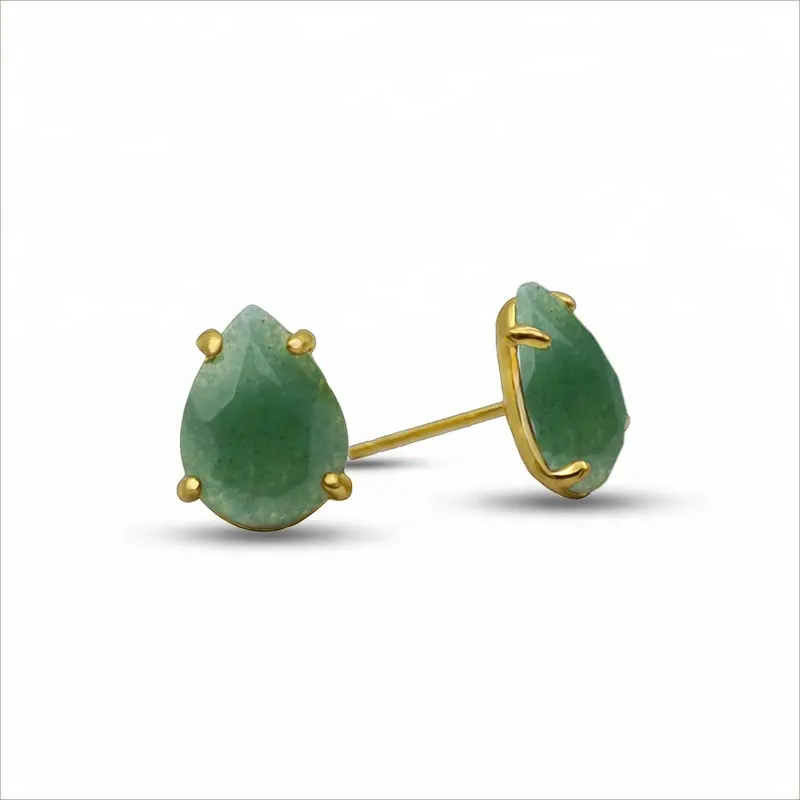 Pendientes de piedra de Jade verde facetado para hombre, aretes de tuerca, joyería, diseño Simple