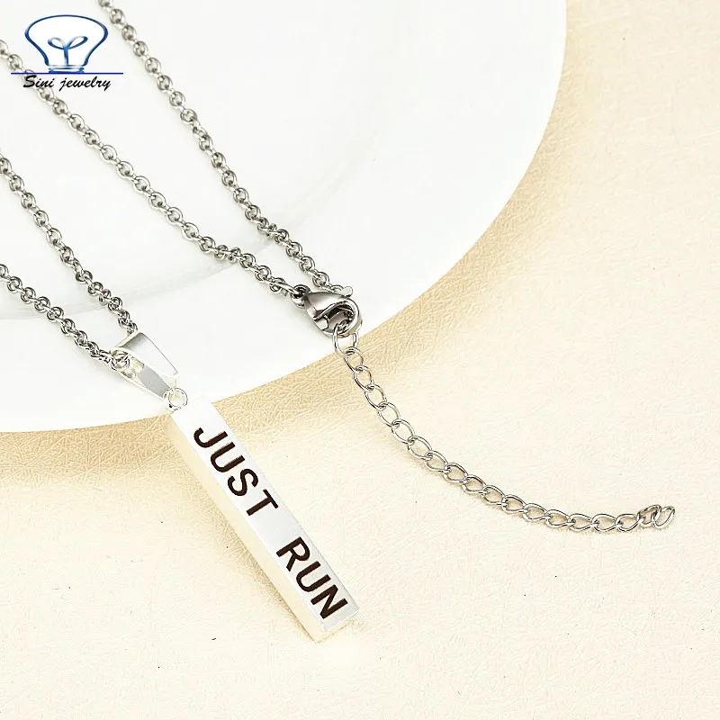 Custom Nameplate Stainless Steel Women Charm Necklace 18k Gold Plated Etched Engraved Name Necklace Jewelry