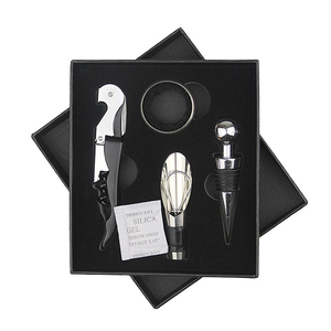 Top vendita vino apribottiglie <span class=keywords><strong>Kit</strong></span> attrezzi vino accessori regalo in acciaio inox metallo vino accessori Set di 4 - Product Image 6