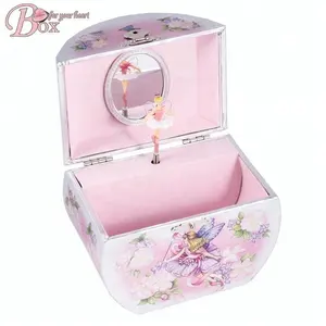 Rose Hand Crank Muziekdoos Sieraden Kartonnen Spiegel ballerina Doos muziek