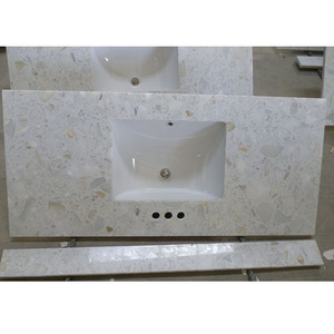 Crema blanco piedra artificial baño barato utilizado <span class=keywords><strong>Hotel</strong></span> vanidad tops - Product Image 3