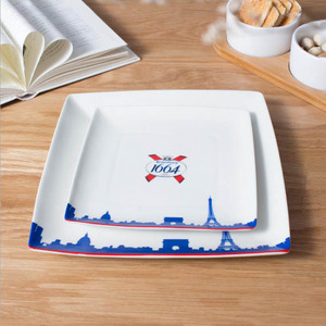 Fábrica OEM 8 pulgadas cuadrado <span class=keywords><strong>blanco</strong></span> de cerámica placa de la torta para hotel - Product Image 6
