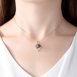 CZCITY 2026 Music Not Design Jewelry <strong>Necklace</strong> Paved CZ Crystal 925 Sterling Silver <strong>Black</strong> <strong>Pearl</strong> <strong>Necklace</strong> - Product Image 3