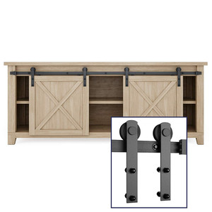 <strong>Mini</strong> Cabinet 6.6ft Double Door Sliding Barn Door Hardware for Cabinet <strong>TV</strong> <strong>Stand</strong> (Black) - Product Image 1
