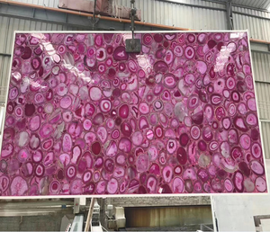 Dalle d'intérieur en gros pour la décoration intérieure Plaques d'agate rose rouge mur naturel fleur translucide dalle d'agate - Product Image 2