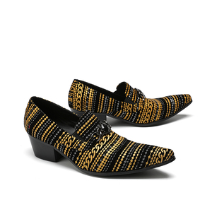 NA164 <span class=keywords><strong>Zapatos</strong></span> Mocasines de <span class=keywords><strong>Hombre</strong></span> con Punta en Pico Estilo Veraniego, Diseño Británico en Negro y Dorado, <span class=keywords><strong>Zapatos</strong></span> Casuales de Cuero PU <span class=keywords><strong>Charol</strong></span> para <span class=keywords><strong>Hombre</strong></span> - Product Image 3