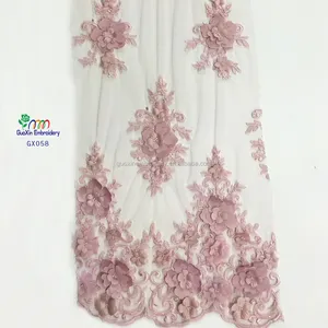 2016hot sale Latest design 3d flower lace embroidered fabric /nice cotton guipure 3D lace fabric wholesale in stocks