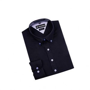 De los hombres de manga larga CASUAL botón abajo camisa de vestir ropa de sólido <span class=keywords><strong>azul</strong></span> <span class=keywords><strong>marino</strong></span> color de verano transpirable - Product Image 1