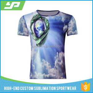 La aduana popular del diseño de la impresión digital de la sublimación al por mayor 100% cotton su propia camiseta de la insigni - Product Image 2