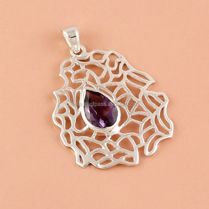 925 Sterling Silver Natural Amethyst Gemstone <b>Pendant</b> Cute Antique Silver Jewelry Exporter from Reliable Supplier - Product Image 1