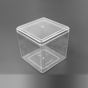 Logo personalizzato 400ml 14oz PS scatola quadrata trasparente in plastica per con coperchio per contenitore per imballaggio di pasticceria torta di zucchero Snack biscotto - Product Image 3