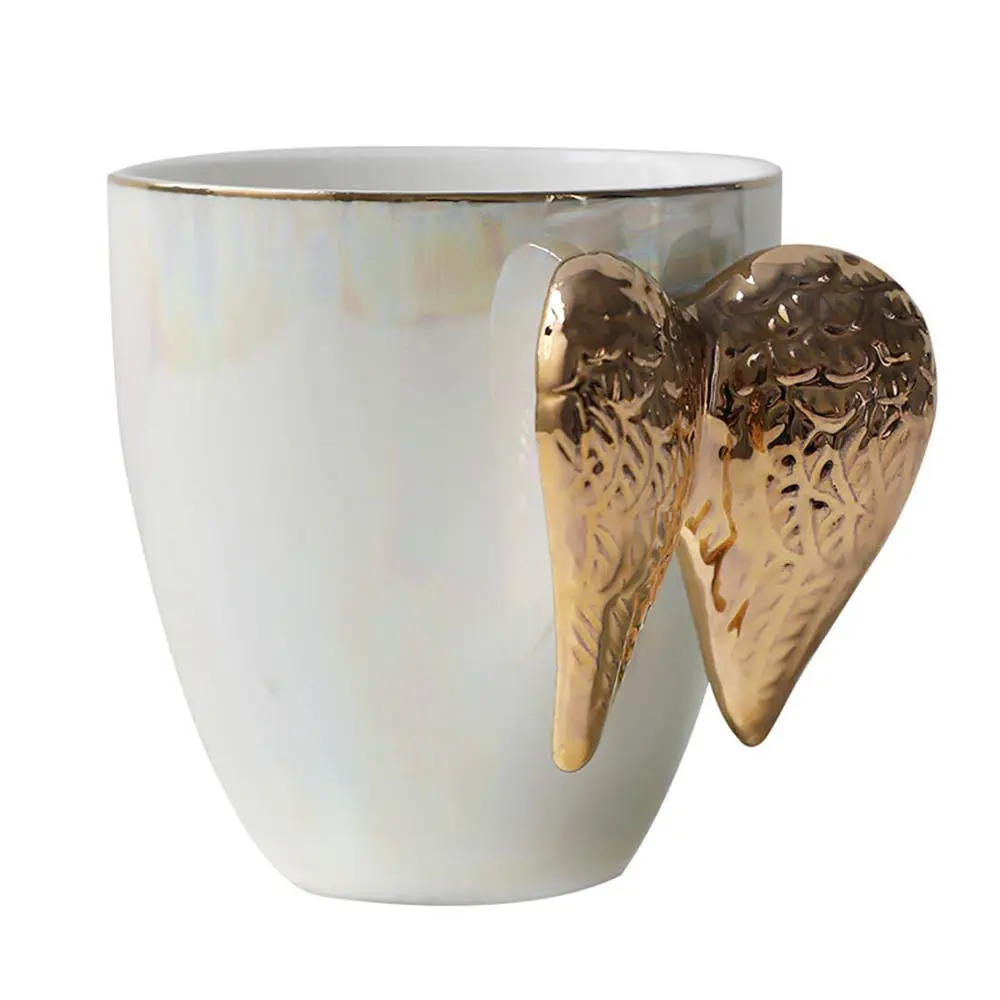 <span class=keywords><strong>Keramik</strong></span> Perle Glasur Golden Angel Wing Kaffee Tee becher Tasse