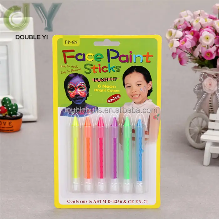 Цветные карандаши с эффектом пуш-ап, 6 цветов, нетоксичные карандаши для рисования лица на Хэллоуин