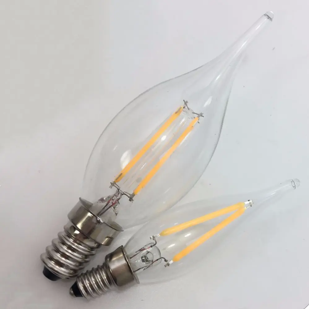 La decoración de la luz de la vela del bulbo bombilla E10 Base 2 W 200lm LED filamento de la bombilla