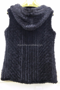 Chaleco de piel de visón de punto para mujer, venta al por mayor, China - Product Image 4